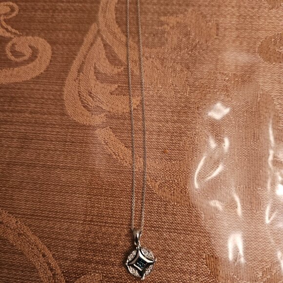 NWOT 14K White Gold and Lab Created Blue and White Diamonds - Picture 2 of 10